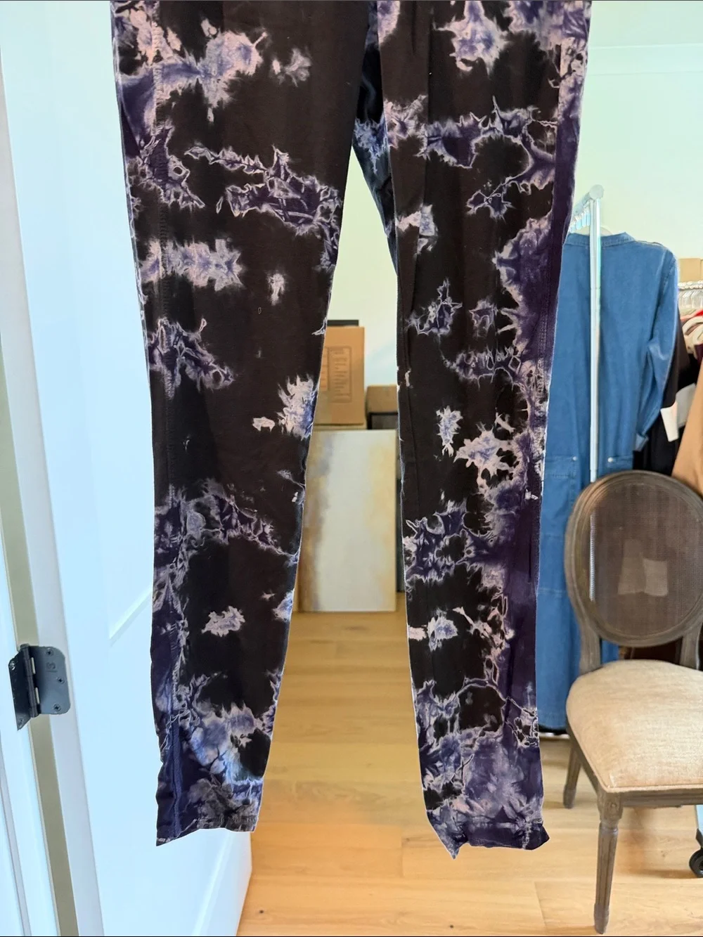 River + Sky Tie-Dye cotton Leggings - Black and Purple